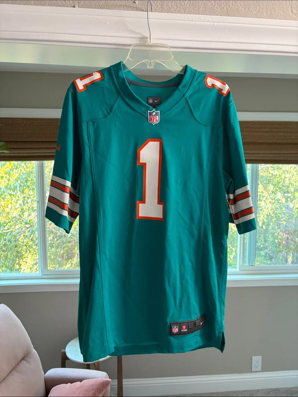 Nike Miami Dolphins Tua Teal Football Jersey with White & Orange Accents